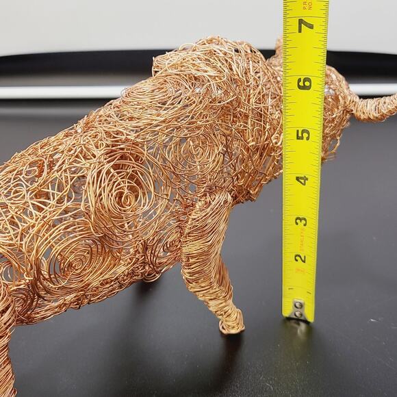 Copper Wire Bull Sculpture, PRE-OWNED - Picture 6 of 8